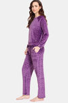 Zivame Plush Velour Knit Poly Winterwear Set - Spiced Bloom — thumbnail 2